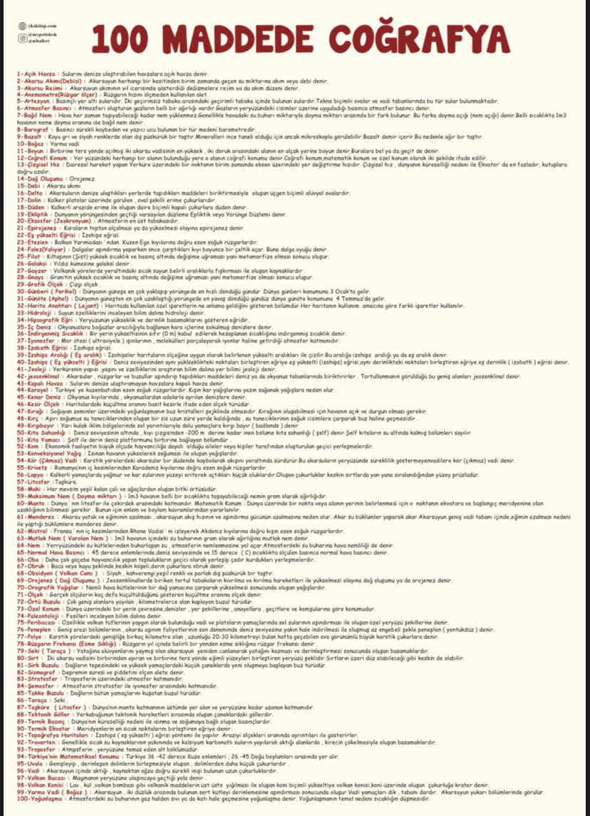 100 MADDEDE COĞRAFYA