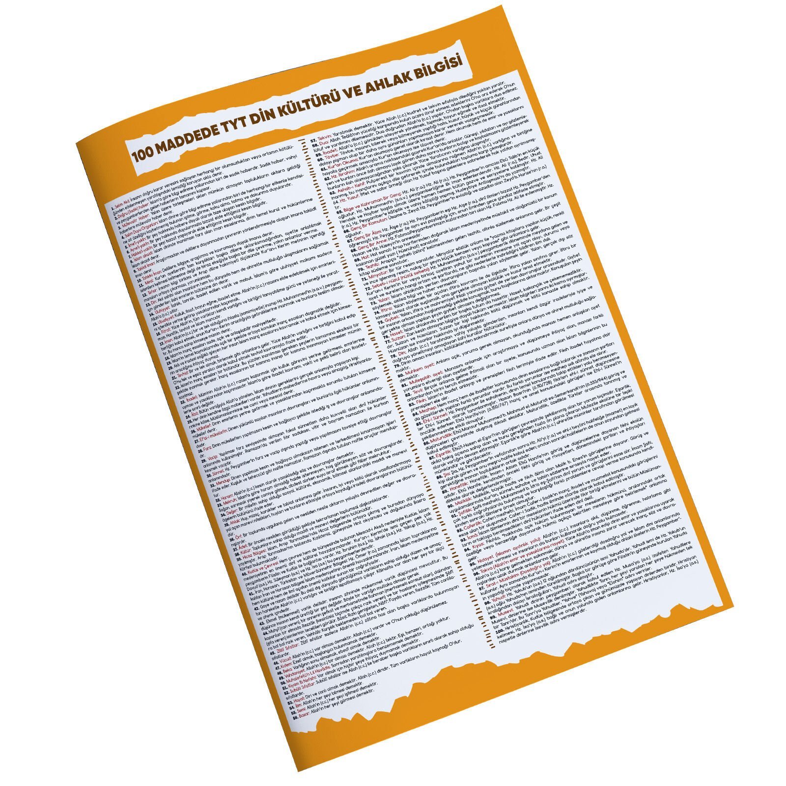 100 MADDEDE DİN KÜLTÜRÜ VE AHLAK BİLGİSİ